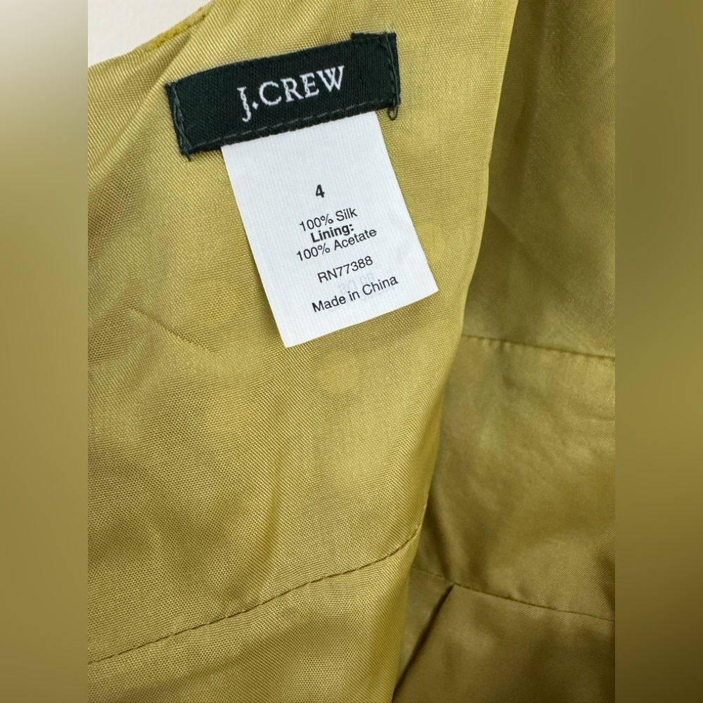J. Crew 100% Silk Polka Dot V-Neck Sheath Dress Chartreuse Sz 4 - Picture 8 of 8